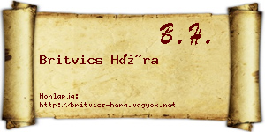 Britvics Héra névjegykártya